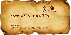 Koczián Miklós névjegykártya